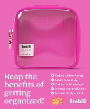 Embla Clear Cosmetic Bag Makeup Case, Clear Zipper Make Up Pouch and Toiletry Travel Tote, Cute Skincare Pouches for Women Girls, Preppy Purse Cosmetic Organizer, Mini Makeup Bags, Fuchsia - Image 6