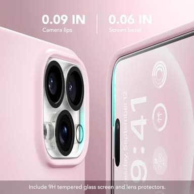 GONEZ Magnetic for iPhone 15 Pro Case, Compatible with MagSafe, [Screen Protector + Camera Lens Protector], Silicone Shockproof Anti-Scratch Protective Phone Case 6.1 inch, Chalk Pink - Image 7