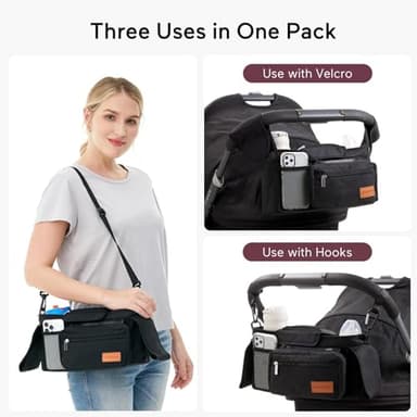 Momcozy Universal Stroller Organizer with Insulated Cup Holder Detachable Phone Bag & Shoulder Strap, Fits for Stroller like Uppababy, Baby Jogger, Britax, BOB, Umbrella and Pet Stroller - Image 4