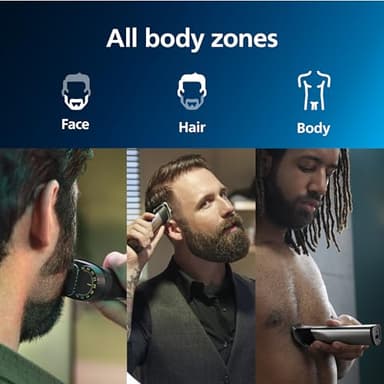 Philips Norelco Multigroom 7000 Series, All-in-One Trimmer, Beard Trimmer and Hair Clipper, 23-Piece Men's Grooming Kit for Beard, Face, Nose, Ear, Body, with Titanium Blades, Travel Pouch, MG7970/49 - Image 3