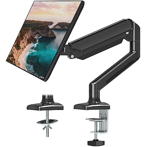 ErgoFocus Single Monitor Mount Arm Fits up to 32 Inch, Desk Mount Holds 4.4-19.8lbs Computer Screen, Full Motion Gas Spring Monitor Desk Mount, VESA Mount 75x75, 100x100 - Image 1