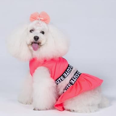 CuteBone Two Piece Dog Sports Dress Athleisure Puppy Fluorescent Red Skirt Lightweight Small Dogs Girl Clothes Cat Apparel SPS08XS - Image 2