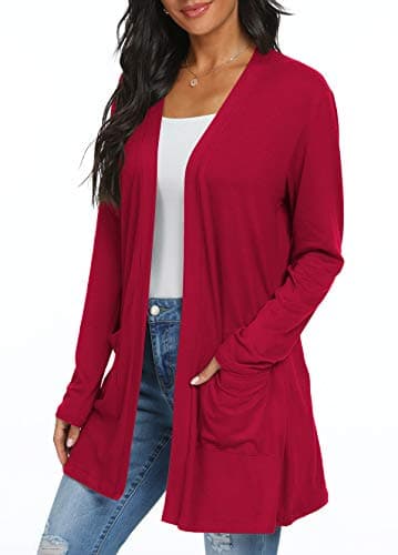 QIXING Womens Cardigan Long Sleeve with Pocketes Long Sleeve Casual Lightweight Open Front Cardigan - Image 4