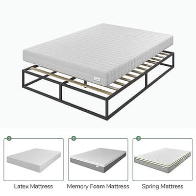 Novilla Metal Platform Bed Frame, Wood Slat Support, No Box Spring Needed, Easy Assembly, Black, Queen - Image 7