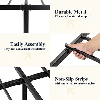 Allewie King Size Metal Platform Bed Frame with Victorian Style Wrought Iron-Art Headboard/Footboard, No Box Spring Required, Black - Image 6