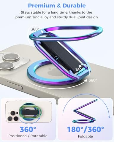 [2025 Upgraded] SUPERONE for MagSafe Phone Grip for MagSafe Kickstand Compatible with Mag Safe Finger Loop, 4-in-1 Phone Ring Holder Strap for iPhone 17/16/15/14/13 Series and Mag Safe Case - Colorful - Image 4