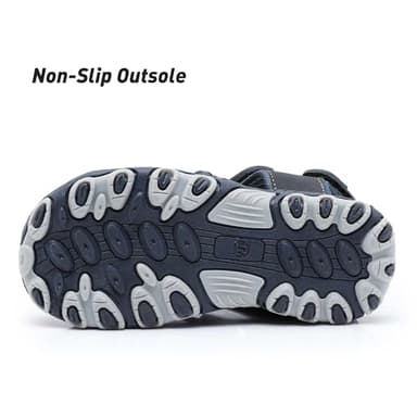 Ahannie Boys Girls Outdoor Sport Sandals,Kids Closed Toe Beach Sandals, Toddler Summer Shoes(Navy Blue/Gray-11) - Image 5