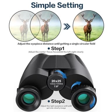 20x25 Compact Binoculars for Adults and Kids, High Power Adults Binoculars with Low Light Vision for Bird Watching, Outdoor Hunting, Travel, Concert - Image 5