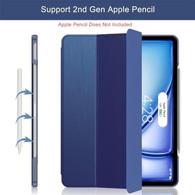 Soke Case for iPad Air 13 Inch (M3/M2) 2025/2024,iPad Pro 12.9 2022 2021(6th 5th Generation) - [Slim Trifold Stand + Auto Wake/Sleep],Protective Hard PC Back Cover (Navy) - Image 4