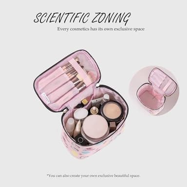 AmBealla Cosmetic Bag Large Makeup Bags Pink Travel Case with Makeup Brush Holder，2PCS Cosmetic Organizer for Women, Toiletry Storage Bag for Skincare & Beauty Tools Sweet Cute for Girls - Image 4