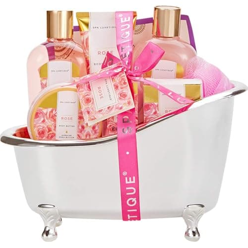 spa luxetique Gift Set For Women, Bath Sets for Women Gift, 8 Pcs Rose Spa Basket Includes Bubble Bath, Shower Gel, Body Lotion, Birthday Spa Gifts, Mother‘s Day Gifts for Mom - Image 1