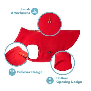 Gooby Fleece Vest Dog Sweater - Pumpkin, Small - Warm Pullover Fleece Dog Jacket with O-Ring Leash for Small to Medium Dogs - Image 3