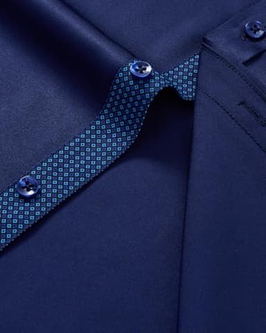 J.VER Mens Dress Shirts Stretch Wrinkle Free Button Down Shirt Business Casual Long Sleeve Stylish Tops for Wedding Party Prom Navy Blue Medium - Image 5