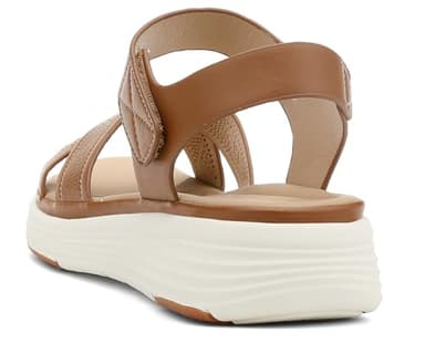 UBFEN Womens Platform Sandals Comfortable Lightweight Walking Ankle Strap Casual Low Wedge Sandals Ab Brown Women US 9 - Image 4