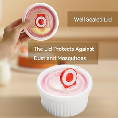 Dafuceramic Ramekins with Lids 8 oz White Creme Brulee Ramekins Ceramic Oven Safe Pudding Cups, Set of 6 Porcelain Custard for Baking Dishwasher and Microwave safe - Image 6