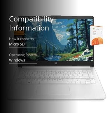 HP 14" Ultra Light Laptop for Student & Home (Intel Quad-Core N4120, 4GB RAM, 128GB(64GB + 64GB SD), 1-Year Office 365) 11-Hr Long Battery Life, Webcam, WiFi, Win 11 Home in S Mode - Snow White - Image 3