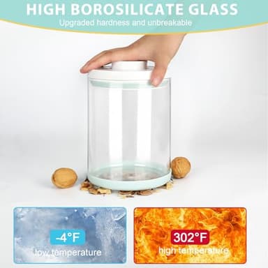 FAFAFLYER POP-Glass Cookie-Candy Airtight-Jar Lid - 2.2Qt/2L Clear glass container | Stackable One-Touch Opening | For Cookie, Candy, Sugar, Flour, Nuts - Image 3