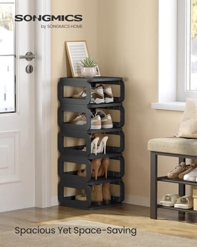 SONGMICS Shoe Rack, Shoe Organizer, 6 Shelves, Shoe Storage, Narrow Shoe Shelf, Open Shelf for Entryway, Living Room, Bathroom, Space-Saving, Ink Black ULPC037B01 - Image 3