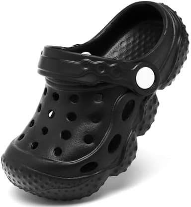 INMINPIN Kids Girls Boys Clogs Garden Shoes Toddler Slides Sandals Children Water Shower Beach Pool Slippers Indoor Outdoor,Big Kid 3,Black - Image 2