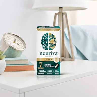 NEURIVA Ultra Decaffeinated Clinically Tested Nootropic Brain Supplement for Mental Alertness, Memory, Focus & Concentration, Cognivive, Neurofactor, Phosphatidylserine, Vitamins B6 B12, 60 Capsules - Image 21
