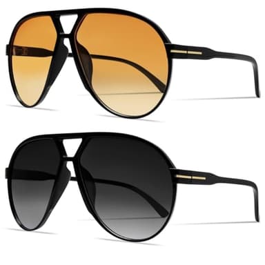 GUVIVI Retro Aviator Sunglasses for Women Men Oversized Classic 70s Vintage Trendy Square Aviators Set Tortoise Sun Glasses - Image 1