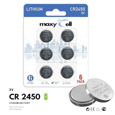 MaxyCell 2450 CR2450 Lithium Coin Cell Battery 3V High-Capacity Long-Lasting Reliable Power for Watches, Key Fobs, Fitness Trackers, Medical Devices, Thermometers, Leak-Proof Design DL2450 (6 Pack) - Image 2