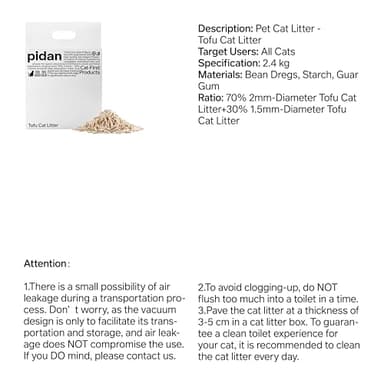 pidan Tofu Cat Litter Clumping,Flushable,Ultra Absorbent and Fast Drying, 100% Natural Ingredients Litter,Solubility in Water,Really Dust-Free,Less Scattering (5.3lb×1bag) - Image 8
