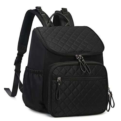 LORADI Large Capacity Diaper Bag Backpack with Stroller Buckle, Water-Resistant Travel Baby Bag with Insulated Pockets (Nylon, Black) - Image 1