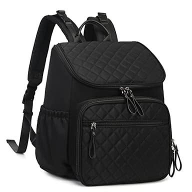 LORADI Large Capacity Diaper Bag Backpack with Stroller Buckle, Water-Resistant Travel Baby Bag with Insulated Pockets (Nylon, Black) - Image 1