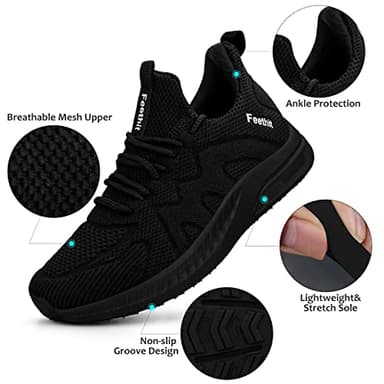 Feethit Womens Running Shoes Tennis Walking Shoes Slip on Sneakers Lightweight Gym Shoes for Workout Work Travel Athletic Black Size 5.5 - Image 2