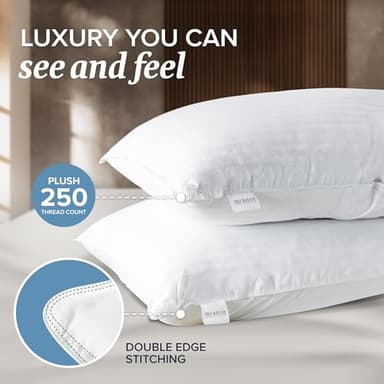 Beckham Hotel Collection Queen Size Memory Foam (Adjustable Fill) Bed Pillows Set of 2 - Cooling Shredded Foam Pillow for Back, Stomach or Side Sleepers - Image 4