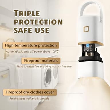 SL Nevnmoe Mini portable Clothes dryer, Mini Clothing Care Machine，easy to operate, convenient to carry, suitable for apartments, RVs, travel, used for lightweight clothing, underwear, baby clothes - Image 5