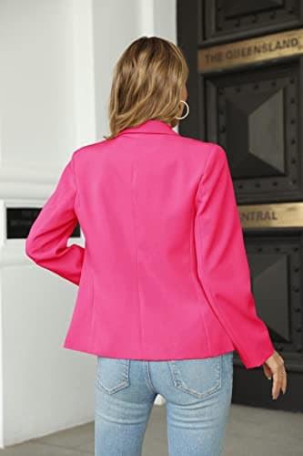 Womens Casual Blazers Long Sleeve Lapel Button Slim Work Office Blazer Jacket(Rose Pink,Large) - Image 4