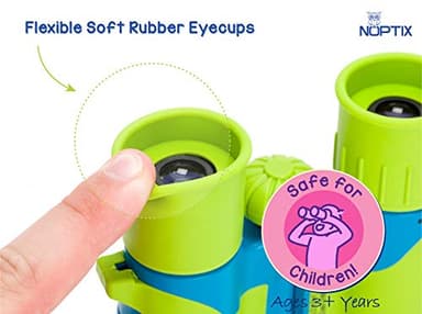 Binoculars for Kids, Girls or Boys Real Kids Binoculars in Vibrant Green Blue - Includes Sticker Book with 40 Bird Species - Small Toys for Toddlers - Image 2