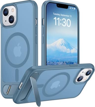 Temdan Magnetic Compatible with iPhone 14 Case/iPhone 13 Case,[Built-in Invisible Kickstand][Compatible with MagSafe][Military Grade Shockproof] Slim Translucent Matte Phone Case for iPhone 14/13 6.1" - Image 1