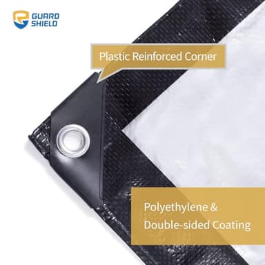 GUARD SHIELD Black Silver Tarp Waterproof 20x25 Feet Rain Cover for Outdoor Lightweight Weatherproof Tarps 8mil - Image 2