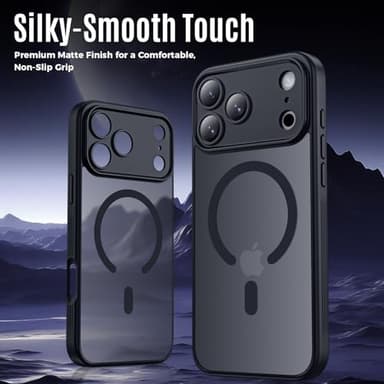 Symcele Designed for iPhone 17 Pro Max Case, Compatible with MagSafe, [Camera Protection] [15FT Military Drop Protection] Shockproof Translucent Matte Anti-Slip Phone Case, 6.9", Black - Image 8