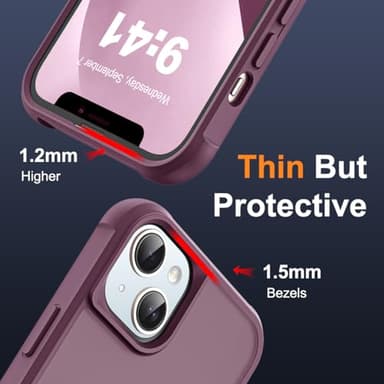SKYLMW Compatible with iPhone 13 Case & iPhone 14 Case with Invisible Magnetic O-Ring Stand Translucent Phone Cases for 13 & 14 6.1" [Compatible with Mag-Safe][Great Grip Feeling], Wine Red - Image 6