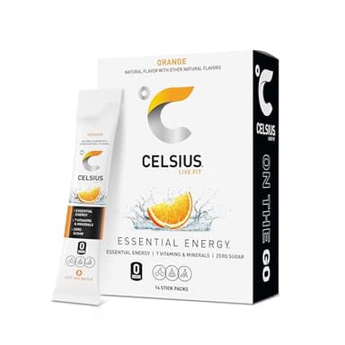 CELSIUS On-the-Go Powder Stick Zero Sugar (14 Sticks per Pack), Orange, 2.60 Oz - Image 1