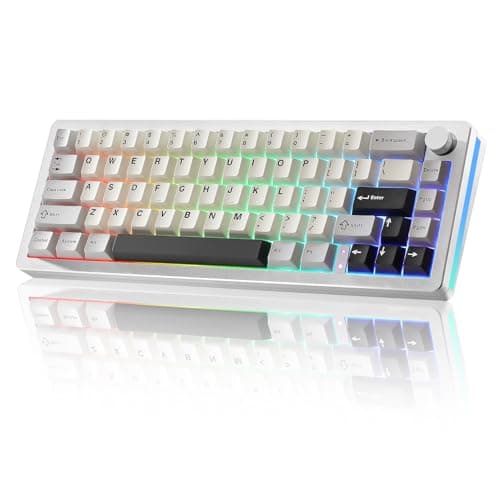 YUNZII AL66 Wireless Mechanical Keyboard,Full Aluminum CNC,65% Knob Control,Bluetooth/2.4G/Wired,Hot Swappable Pre-lubed Switches,Gasket Mounted RGB for Win/Mac(Milk Switch, Silver) - Image 1