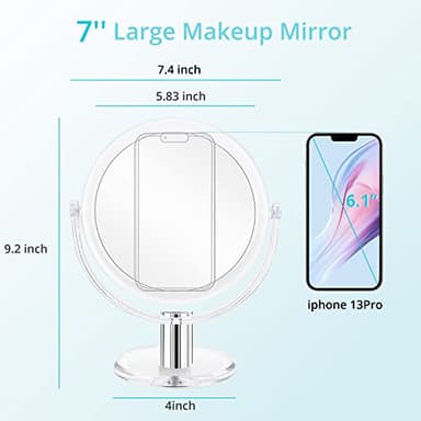 Fabuday Magnifying Makeup Mirror Double Sided 7 Inch Tabletop Mirror with 1X & 10X Magnification, Magnified Desk Mirror for Makeup, Cosmetic Vanity Mirror with Stand and 360° Rotation, Acrylic - Image 6
