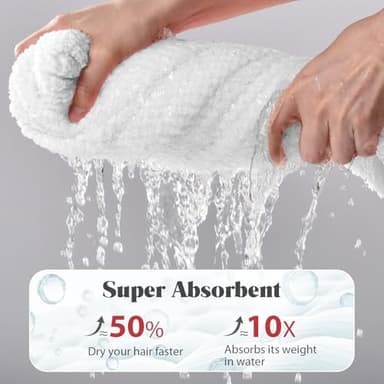 MABAO 2 Pack Microfiber Hair Towel Wrap for Women, Quick Dry Hair Turban Towel with Elastic Band, Microfiber Plopping Towel for Curly Hair, Stocking Stuffers for Women(Pink, White) - Image 6