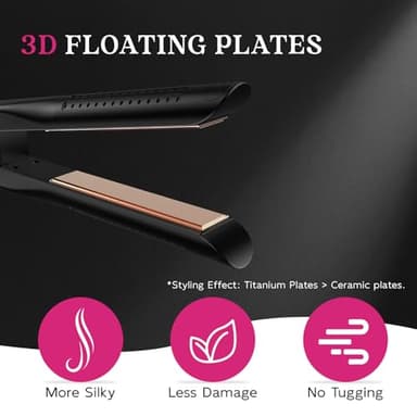 SKIMI Airflow Styler, Titanium Flat Iron Hair Straightener, Professional Curling Iron with Cooling Air Vents to Lock in Style, 5 Temps & Dual Voltage, Auto Off(Black & Copper). - Image 8
