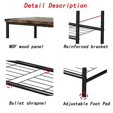 SUOERNUO Shoe Rack Organizer 5 Tier for Closet Entryway Free Standing Metal Storage Shoe Shelf with MDF Top Board，Black+Rustic Brown - Image 4