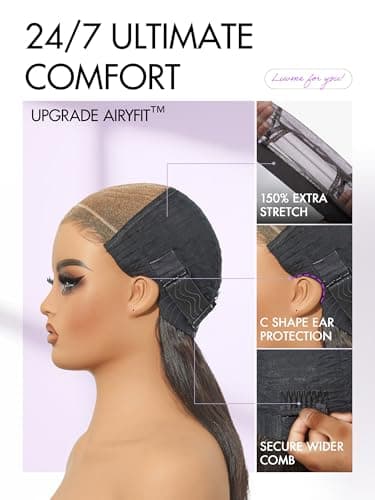 LUVME HAIR 100% Human Hair Wigs Loose Wave Glueless Lace Front 12 Inches, Pre Cut Plucked Hd Lace Short Wig Ready To Go Natural Color Straight Bleached Knots Side Part Black Wigs - Image 7