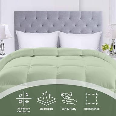 Utopia Bedding Comforters Twin Size, All Season Duvet Insert, Down Alternative Box Stitched Bed Comforter with Corner Tabs, Machine Washable (Sage Green) - Image 3