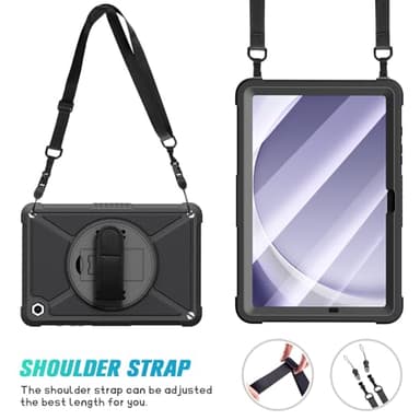 ZtotopCases for Samsung Galaxy Tab A9+ / a9 Plus 11'' 2023 (SM-X210/X216/X218), Shockproof Hard Duty Case with Screen Protector+360 Rotating Hand Strap&Stand+Shoulder Strap for Tab A9+ Tablet, Black - Image 6