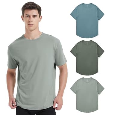 netdraw Men's Ultra-Soft Bamboo Viscose T-Shirt, Curved Hem Lightweight Cooling Cotton Blend Casual Tee, Sage/Olive Green/Smoke Blue, Large - Image 1
