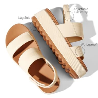 Lovee Cosee White Platform Sandals for Women 2025 Flatform Water Sandals Chunky Wedge Lug Sole Lightweight Comfortable Summer Outfit Walking Beach Vacation Essentials Trendy Shoe Resort Wears Size 8.5 - Image 3