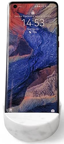 fashciaga Luxurious Marble Cell Phone Stand Holder for Cellphone Tablet On Desk, Countertop, Table, Nightstand. Heavy Real Stone Mobile Phone Stands (Solid) - Image 3